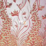 Metallic Ostrich Fern Floral Lace Fabric Red By The Yard