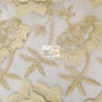 Oasis Starflower Guipure Mesh Lace Fabric Champagne By The Yard