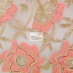 Oasis Starflower Guipure Mesh Lace Fabric Coral By The Yard